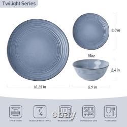 Plates and Bowls Sets 24-Piece Stoneware Dinnerware Sets, Dishes Set for 8