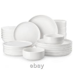 Plates and Bowls Sets, 24 Pieces Modern Porcelain Dinnerware Set for 6 Cerami
