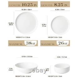 Plates and Bowls Sets, 24 Pieces Modern Porcelain Dinnerware Set for 6 Cerami
