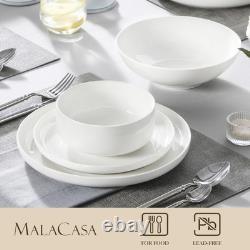 Plates and Bowls Sets, 24 Pieces Modern Porcelain Dinnerware Set for 6 Cerami