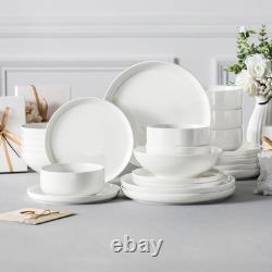 Plates and Bowls Sets, 24 Pieces Modern Porcelain Dinnerware Set for 6 Cerami