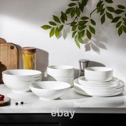 Plates and Bowls Sets, 24 Pieces Modern Porcelain Dinnerware Set for 6 Cerami