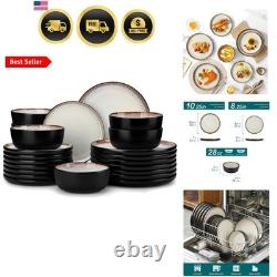 Plates and Bowls Sets, 24 Pieces Stoneware Dinnerware Sets for 8, Kitchen Dis