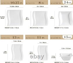Plates and Bowls Sets, 26 Pieces Ivory White Porcelain Dinnerware Sets without M