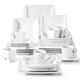 Plates and Bowls Sets, Square Dinnerware Sets for 6 (30pcs), Series Blance
