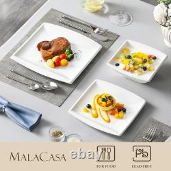 Plates and Bowls Sets, Square Dinnerware Sets for 6 (30pcs), Series Blance