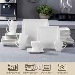 Plates and Bowls Sets, Square Dinnerware Sets for 6 (30pcs), Series Blance