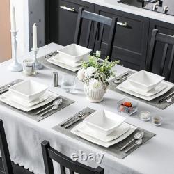 Plates and Bowls Sets, Square Dinnerware Sets for 6 (30pcs), Series Blance