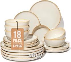 Plates and Bowls Sets for Family of 6, Ceramic Dinnerware Sets, Kitchen Dish