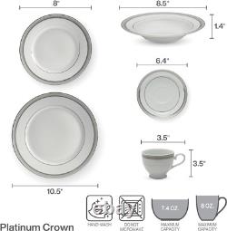Platinum Crown 40-Piece Dinnerware Set, Service for 8