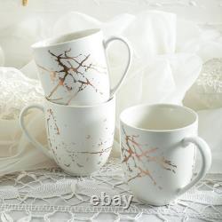 Porcelain 16 Piece Dinnerware Set, 4 Full White Gold Splash Sets