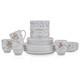 Porcelain 16 Piece Dinnerware set, 4 Full White Gold Splash Sets