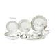 Porcelain 57 Pcs Dinnerware for 8 People, Olympia-Mix and Match, Silver Border