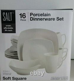 Porcelain Dinnerware Set 16 PC 4 Place Settings Smooth Finish Traditional