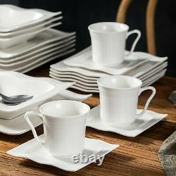 Porcelain Dinnerware Set 30 Piece White Dinner Plate Set Bulk Fine China Table