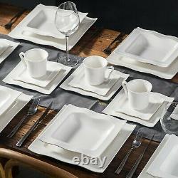 Porcelain Dinnerware Set 30 Piece White Dinner Plate Set Bulk Fine China Table