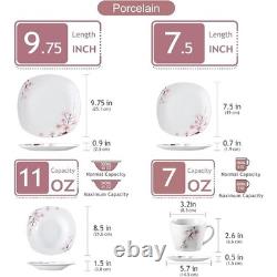 Porcelain Dinnerware Set Service 6 Elegant Dishes BPA-Free Durable Tableware New