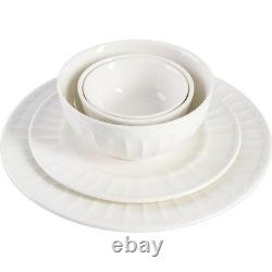 Porcelain Dinnerware Set Service 8 40pcs Embossed Plates Bowls Dish Set Durable