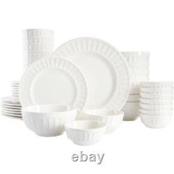 Porcelain Dinnerware Set Service for 8 Serveware Kitchen Dinner Service White