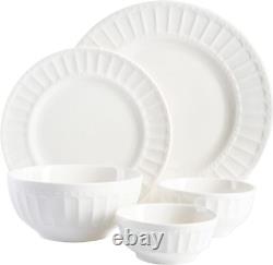 Porcelain Dinnerware Set Service for 8 Serveware Kitchen Dinner Service White