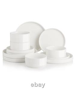 Porcelain Dinnerware Sets for 4, 12 Pieces Ceramic Plates and Bowls Set, Clas