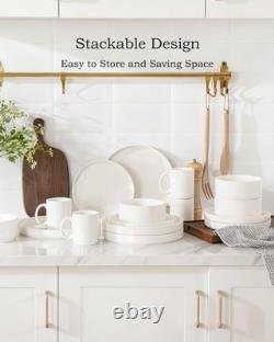 Porcelain Dinnerware Sets for 4, 12 Pieces Ceramic Plates and Bowls Set, Clas