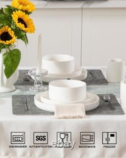 Porcelain Dinnerware Sets for 4, 12 Pieces Ceramic Plates and Bowls Set, Clas