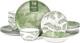 Porcelain Lightweight Dinnerware Sets for 4, 16 Pieces Sage Green White Floral C