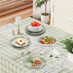 Porcelain Lightweight Dinnerware Sets for 4, 16 Pieces Sage Green White Floral C