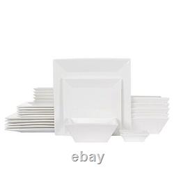 Porlien 24-Piece Classic Square Dinnerware Set for 6 Off White