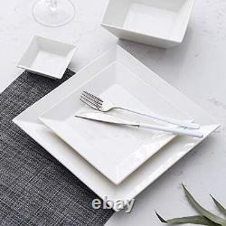 Porlien 24-Piece Classic Square Dinnerware Set for 6 Off White