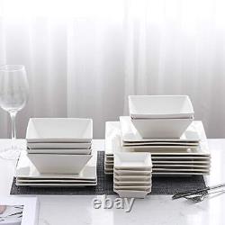 Porlien 24-Piece Classic Square Dinnerware Set for 6 Off White