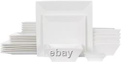 Porlien 24-Piece Classic Square Dinnerware Set for 6-Off White Plates Porlien 24-Piece Classic Square Dinnerware Set for 6-Off White Plates
