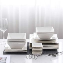 Porlien 24-Piece Classic Square Dinnerware Set for 6, off White