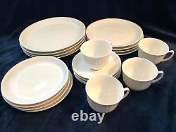 Porsgrund Spire White 5 Piece Place Setting, 4 Sets, MCM, Norway