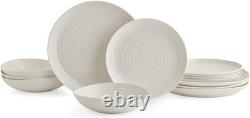 Portmeirion Sophie Conran 12 Piece Coupe Dinnerware Set, Dishwasher Safe White