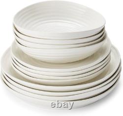 Portmeirion Sophie Conran 12 Piece Coupe Dinnerware Set, Dishwasher Safe White