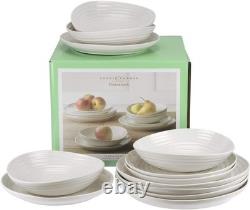 Portmeirion Sophie Conran 12 Piece Coupe Dinnerware Set, Dishwasher Safe White