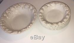 Pottery Barn 4 Pasta Soup Bowls 1 SERVING BOWL Garlic Embossed CREAM WHITE Italy