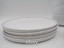 Pottery Barn Finn Stoneware 12 Piece Dinnerware Set White Plates Bowls #2473P