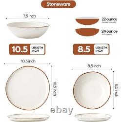 Premium Dinnerware Set 12 Pieces Porcelain Dinner Plates Bowls Service 4 Gifts