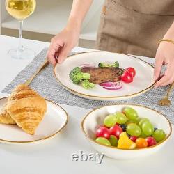 Premium Dinnerware Set 12 Pieces Porcelain Dinner Plates Bowls Service 4 Gifts