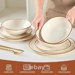 Premium Dinnerware Set 12 Pieces Porcelain Dinner Plates Bowls Service 4 Gifts