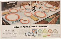 Pyrex (Corning) FLAMINGO PINK Dinnerware Set for 10 Vintage 1950s