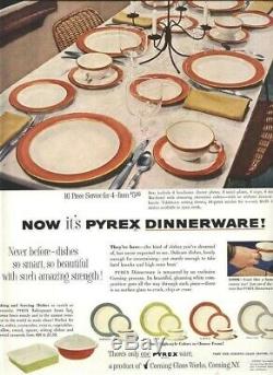 Pyrex (Corning) FLAMINGO PINK Dinnerware Set for 10 Vintage 1950s