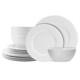 QUANSHANGJU 18-Piece Bone China Dinnerware Set for 6, White Porcelain Plates and