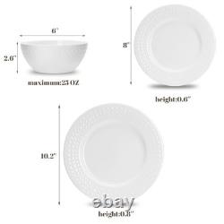 QUANSHANGJU 18-Piece Bone China Dinnerware Set for 6, White Porcelain Plates and
