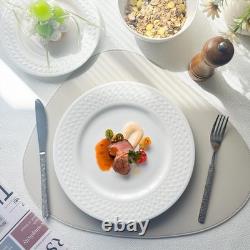 QUANSHANGJU 18-Piece Bone China Dinnerware Set for 6, White Porcelain Plates and
