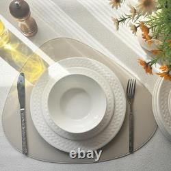 QUANSHANGJU 18-Piece Bone China Dinnerware Set for 6, White Porcelain Plates and