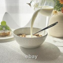 QUANSHANGJU 18-Piece Bone China Dinnerware Set for 6, White Porcelain Plates and